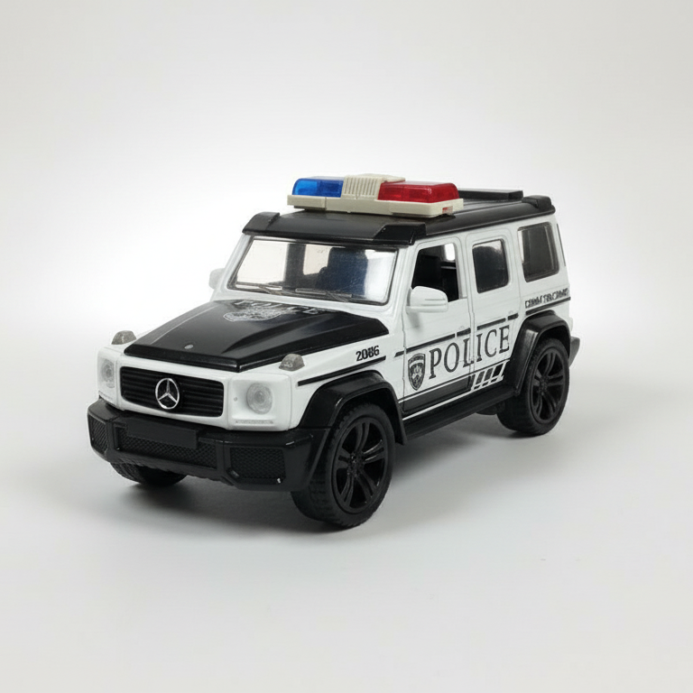 Diecast White Police Jeep with Light & Sound