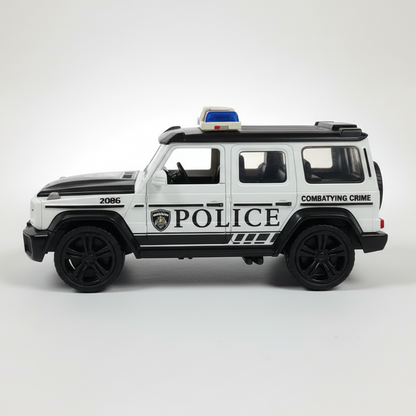 Diecast White Police Jeep with Light & Sound