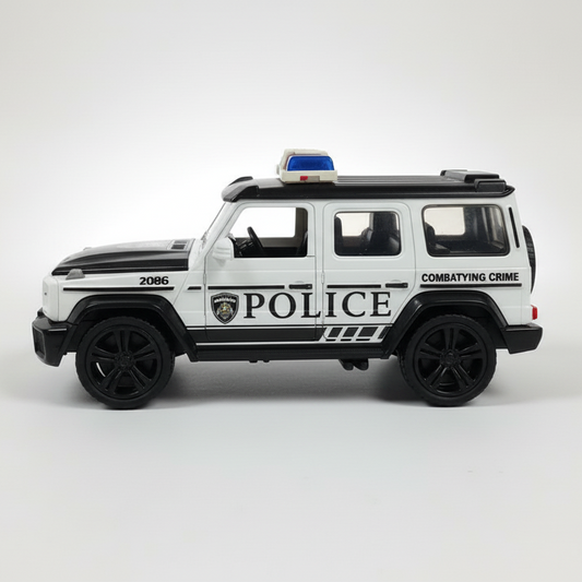 Diecast White Police Jeep with Light & Sound