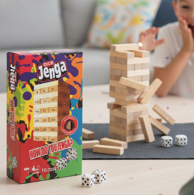 Jenga Tower Game (36 Pieces, 2 Dice)