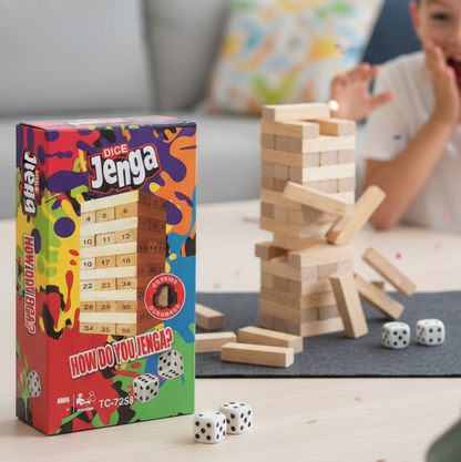 Jenga Tower Game (36 Pieces, 2 Dice)