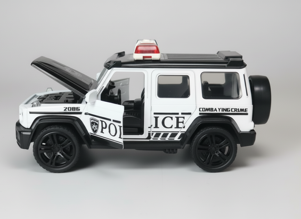 Diecast White Police Jeep with Light & Sound